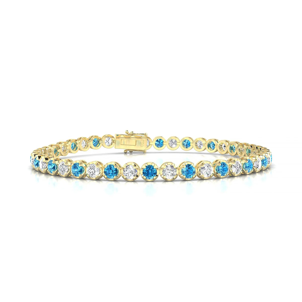 Tiger 1-1 | 18k Yellow Gold 3 mm Round Natural Topaz Tennis Bracelet