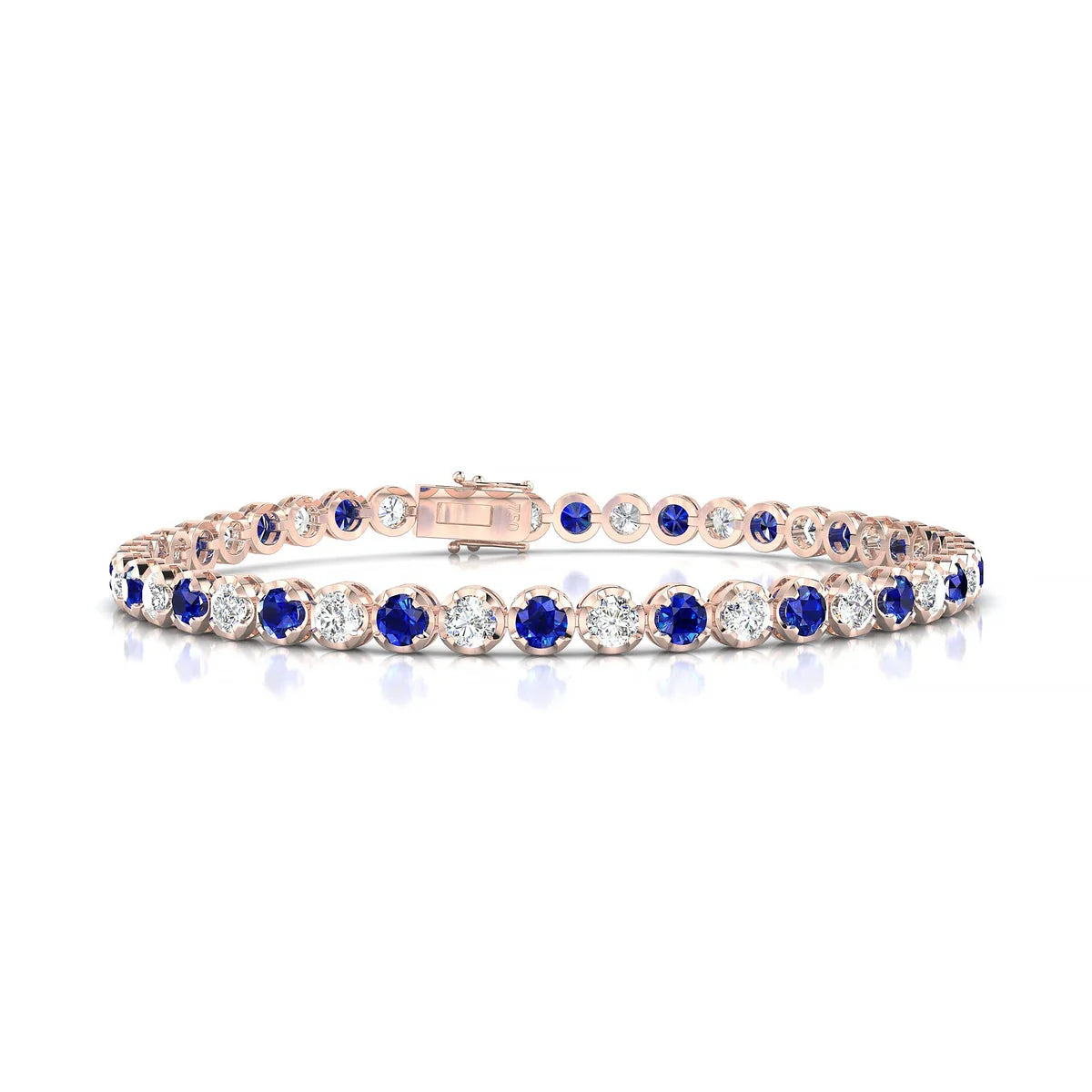 Tiger 1-1 | 18k Rose Gold 3 mm Round Natural Sapphire Tennis Bracelet