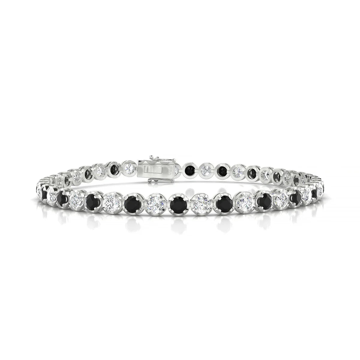 Tiger 1-1 | 18k White Gold 3 mm Round Natural Black Diamond Tennis Bracelet