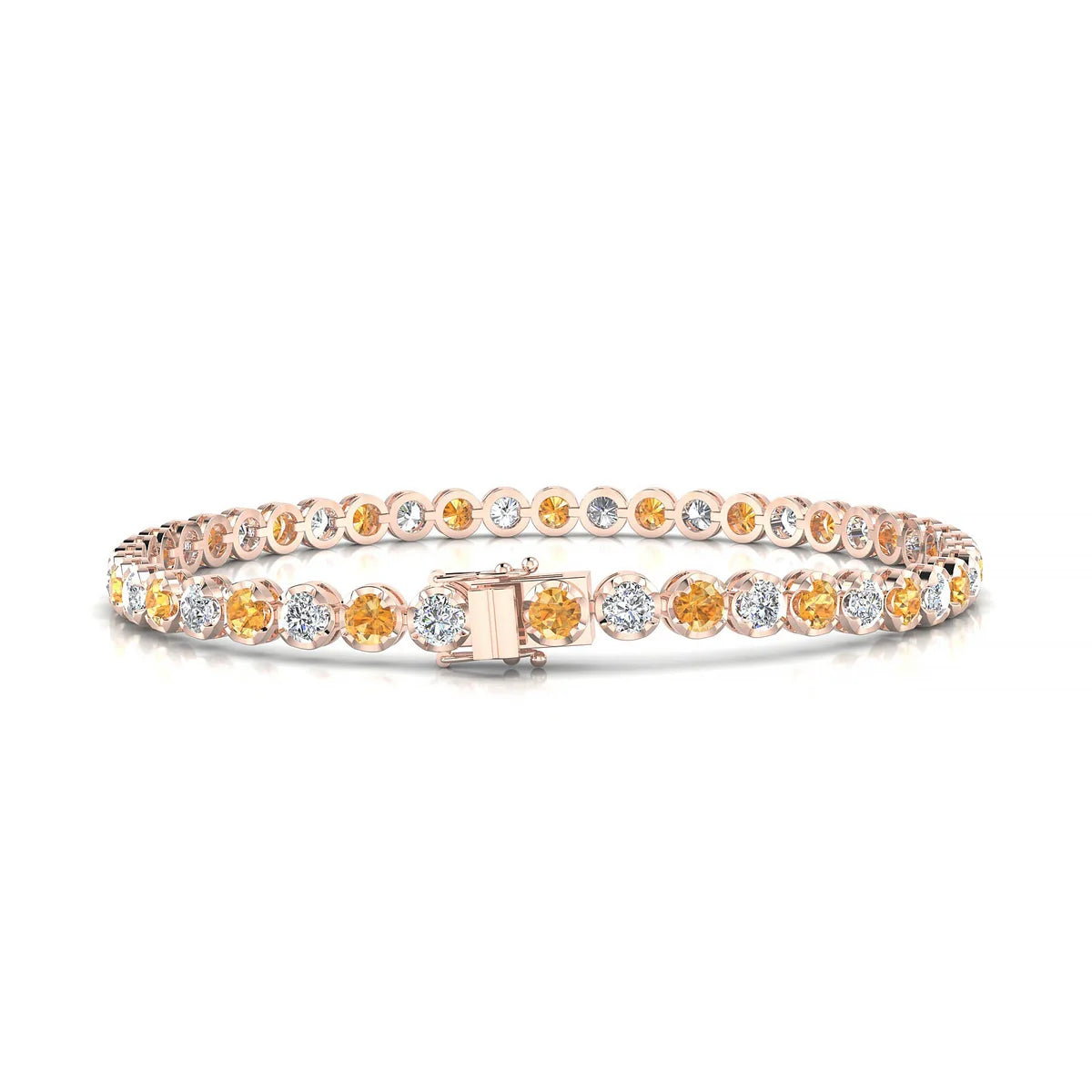 Tiger 1-1 | 18k Rose Gold 3 mm Round Natural Citrine Tennis Bracelet