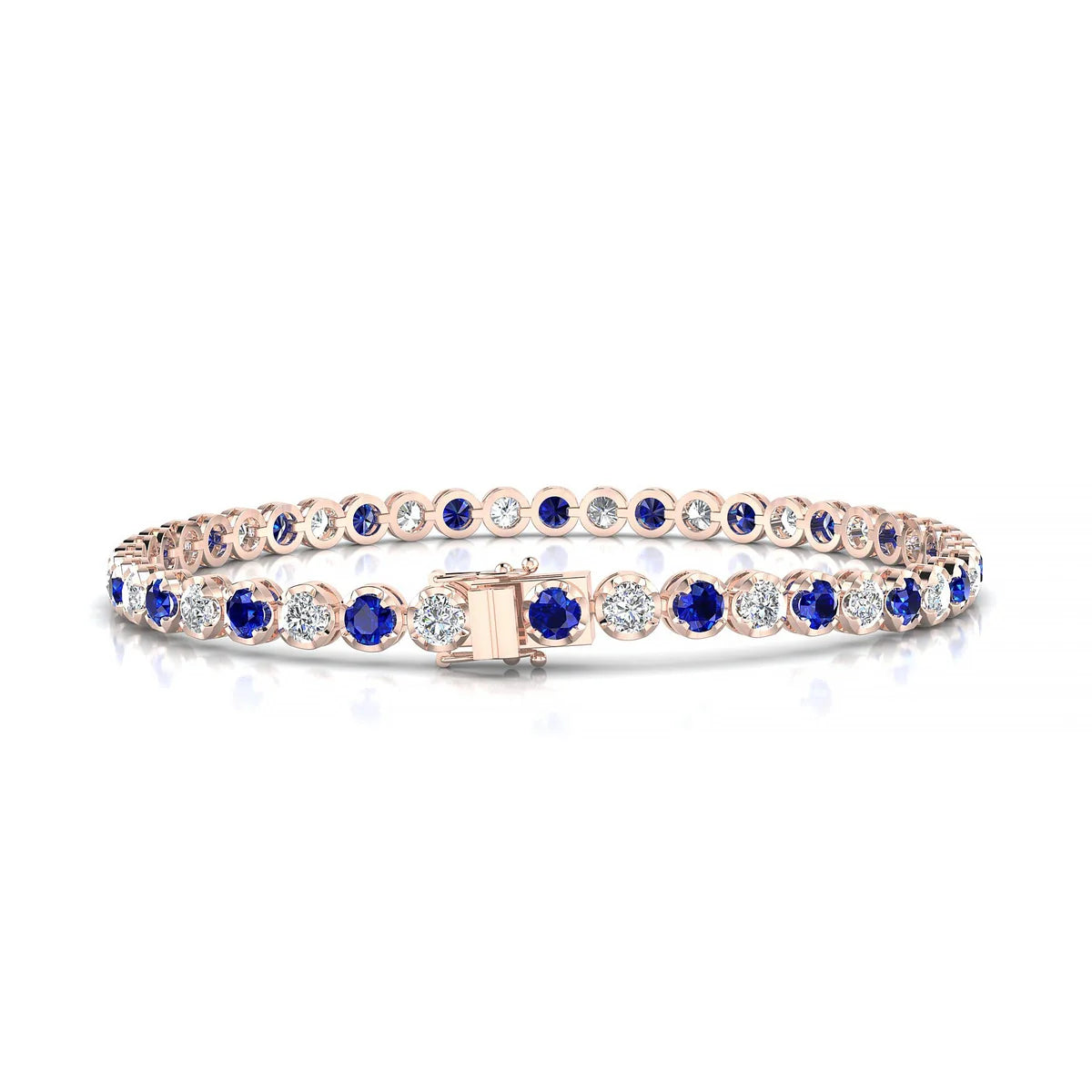 Tiger 1-1 | 18k Rose Gold 3 mm Round Natural Sapphire Tennis Bracelet