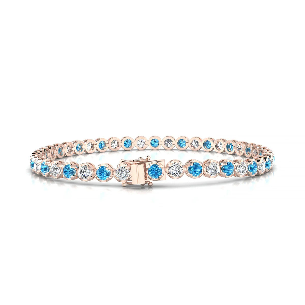 Tiger 1-1 | 18k Rose Gold 3 mm Round Natural Topaz Tennis Bracelet