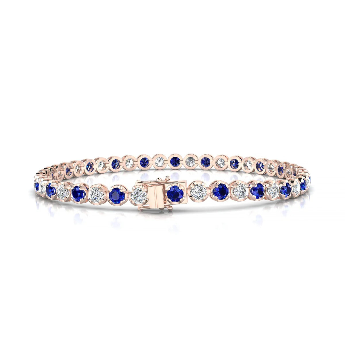 Tiger 1-1 | 18k Rose Gold 3 mm Round Natural Sapphire Tennis Bracelet