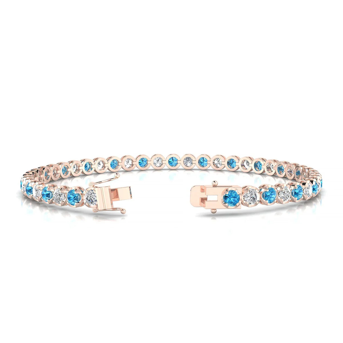 Tiger 1-1 | 18k Rose Gold 3 mm Round Natural Topaz Tennis Bracelet