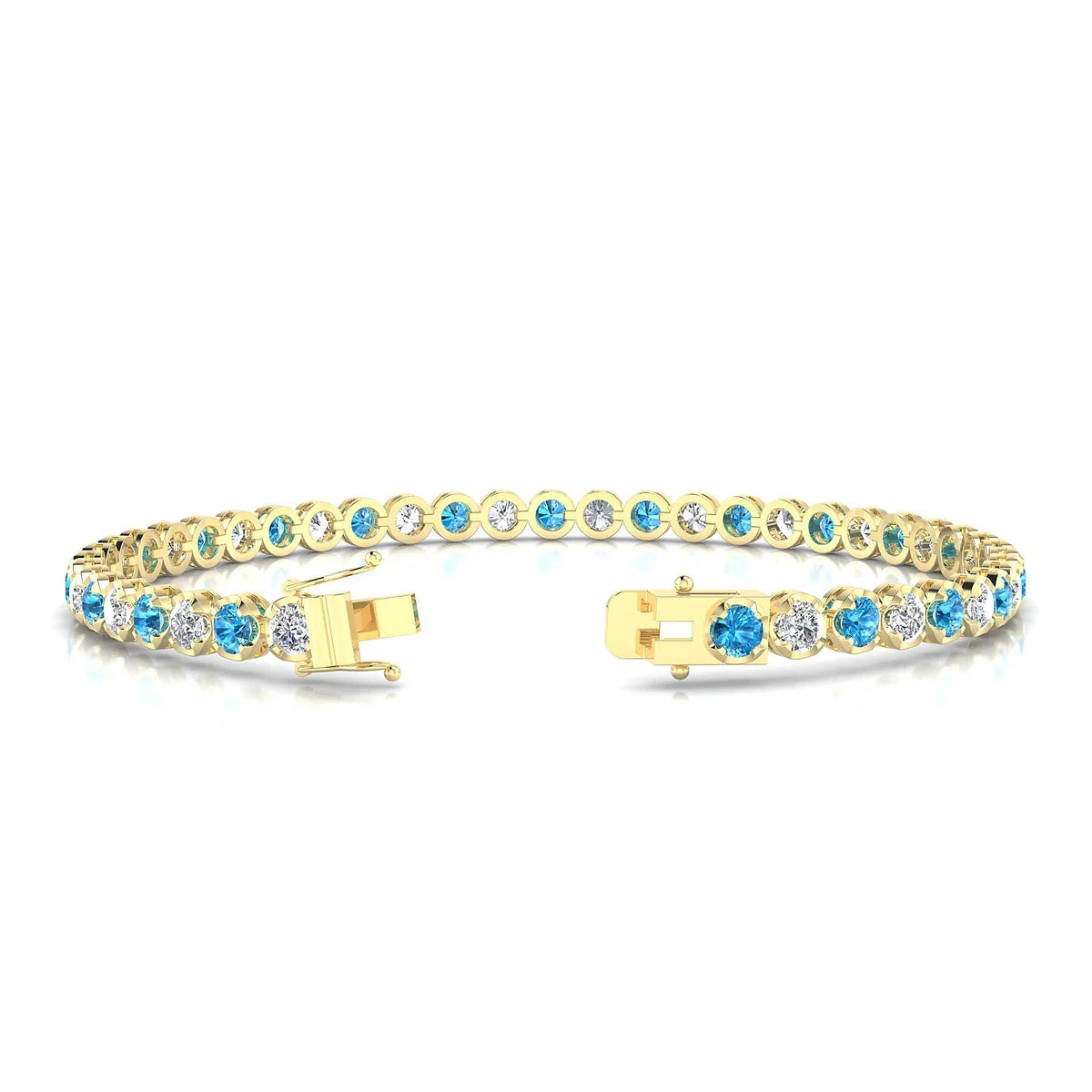 Tiger 1-1 | 18k Yellow Gold 3 mm Round Natural Topaz Tennis Bracelet