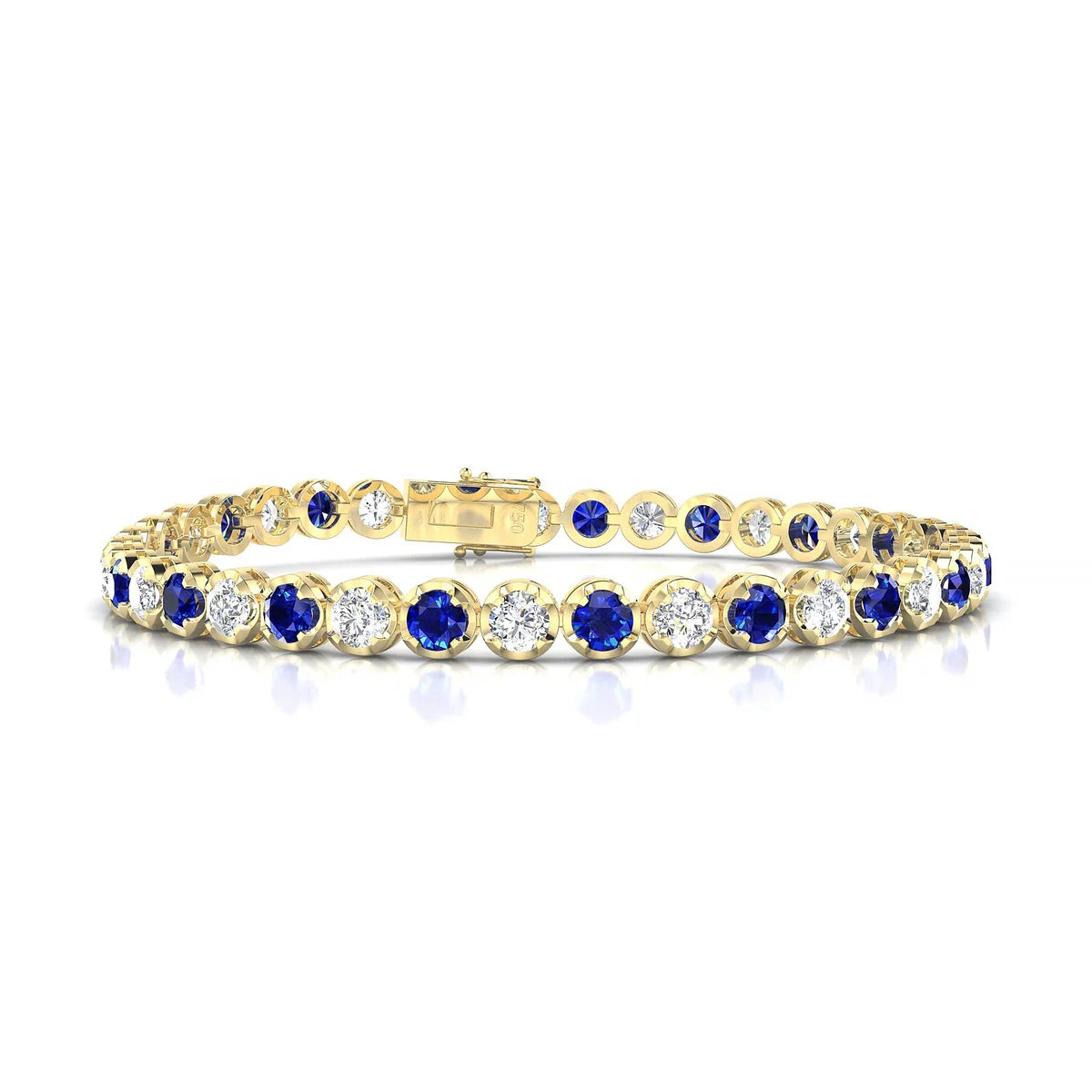 Tiger 1-1 | 18k Yellow Gold 3.4 mm Round Natural Sapphire Tennis Bracelet
