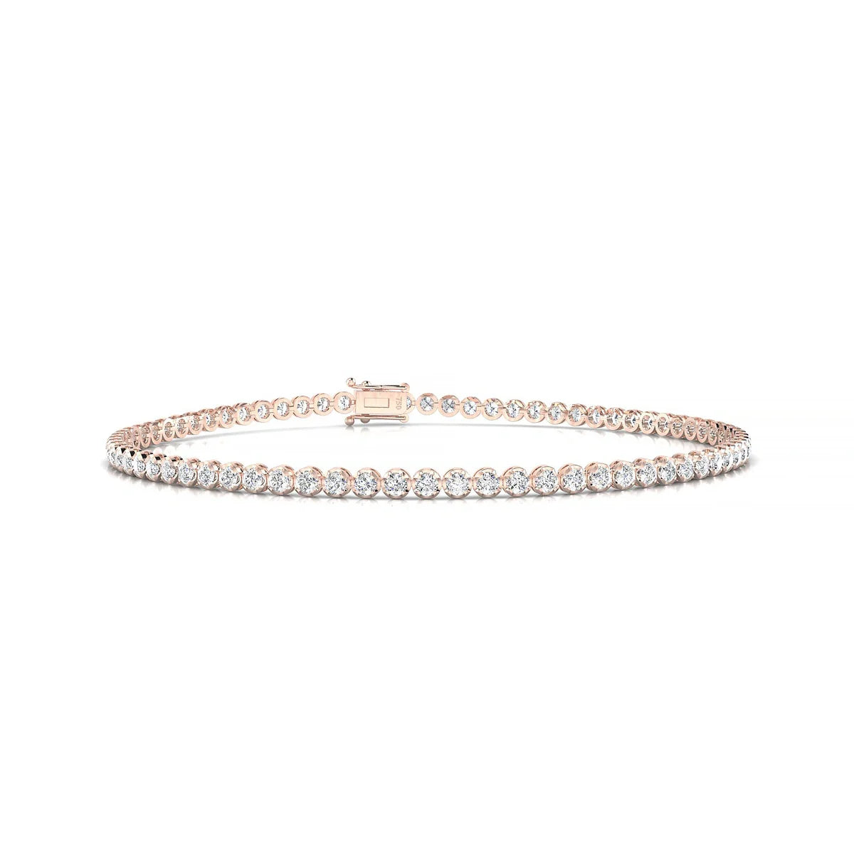 Tiger | 18k Rose Gold 1.7 mm Round Natural Diamond Tennis Bracelet