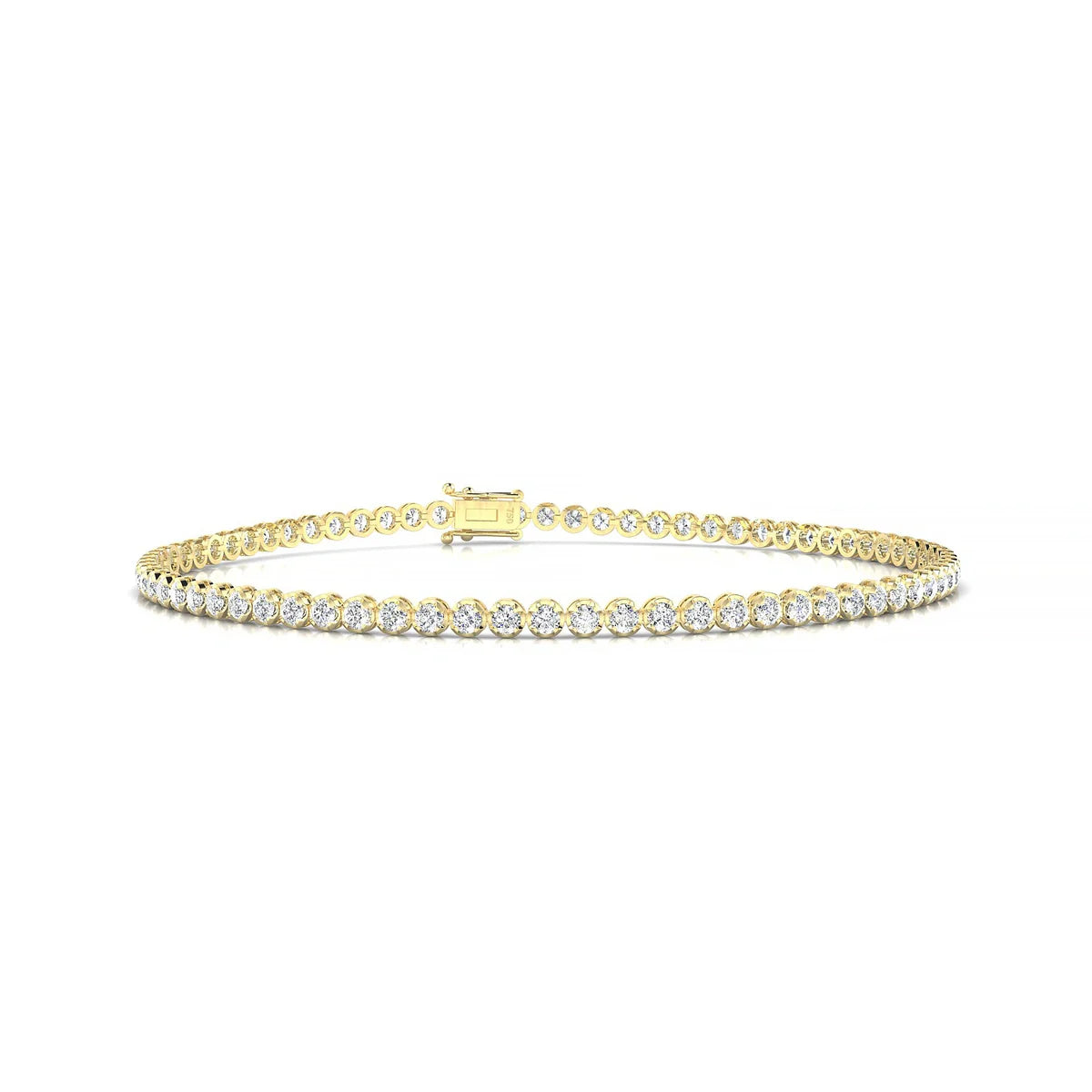 Tiger | 18k Yellow Gold 1.7 mm Round Natural Diamond Tennis Bracelet
