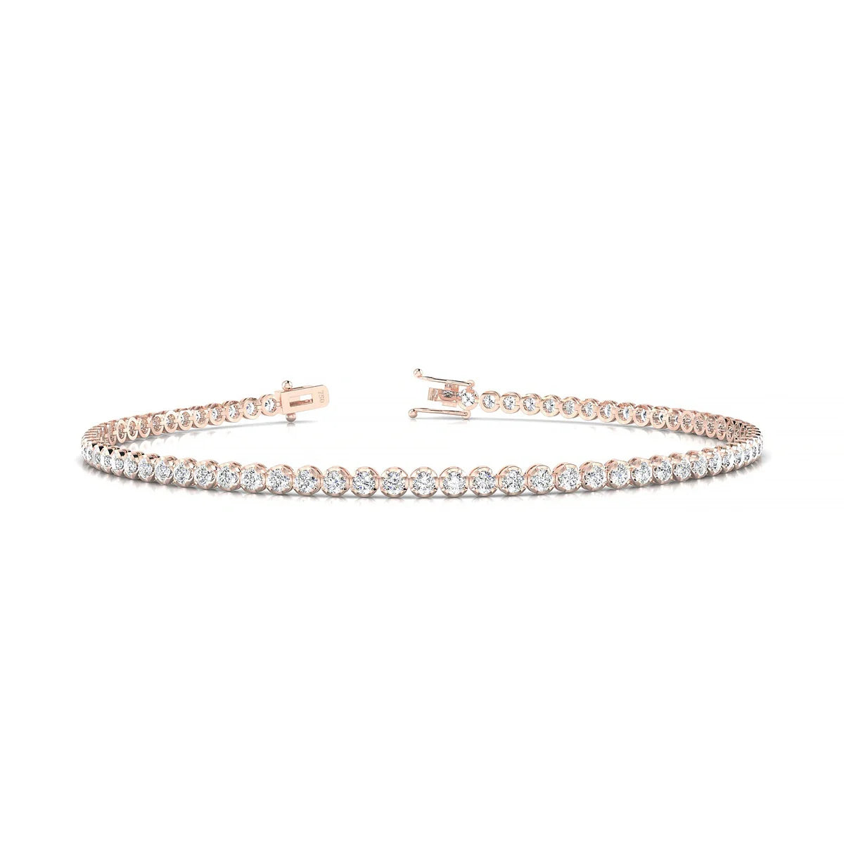 Tiger | 18k Rose Gold 1.7 mm Round Natural Diamond Tennis Bracelet