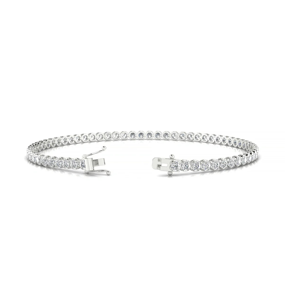 Tiger | 18k White Gold 2 mm Round Natural Diamond Tennis Bracelet
