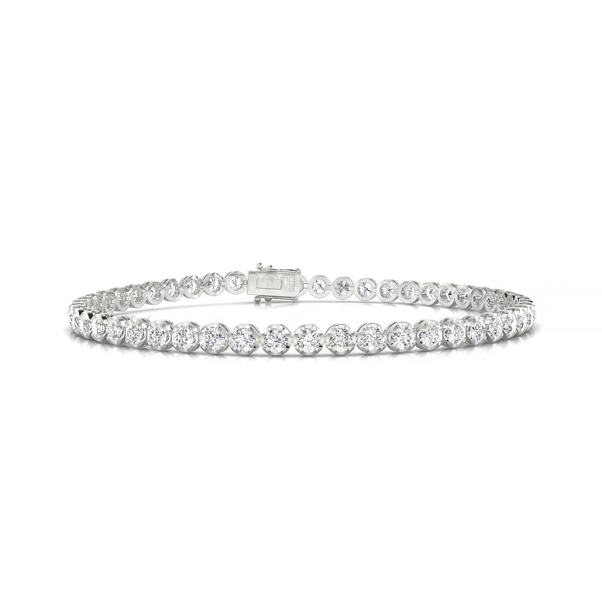 Tiger | 18k White Gold 2.5 mm Round Natural Diamond Tennis Bracelet
