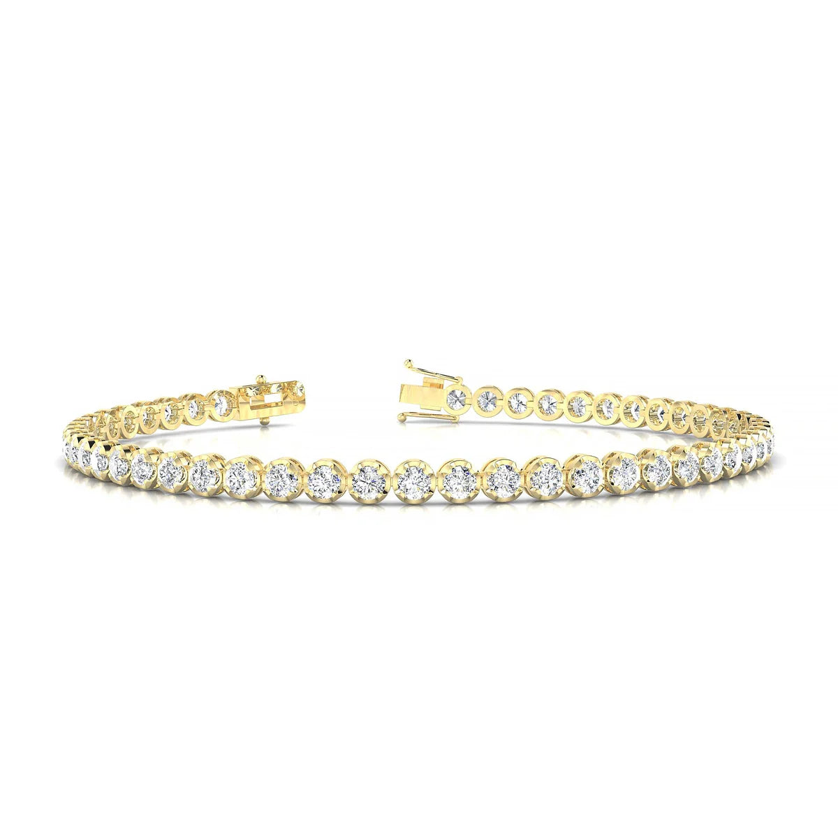 Tiger | 18k Yellow Gold 2.5 mm Round Natural Diamond Tennis Bracelet