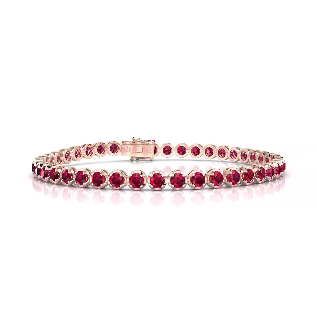 Tiger | 18k Rose Gold 3 mm Round Natural Ruby Tennis Bracelet