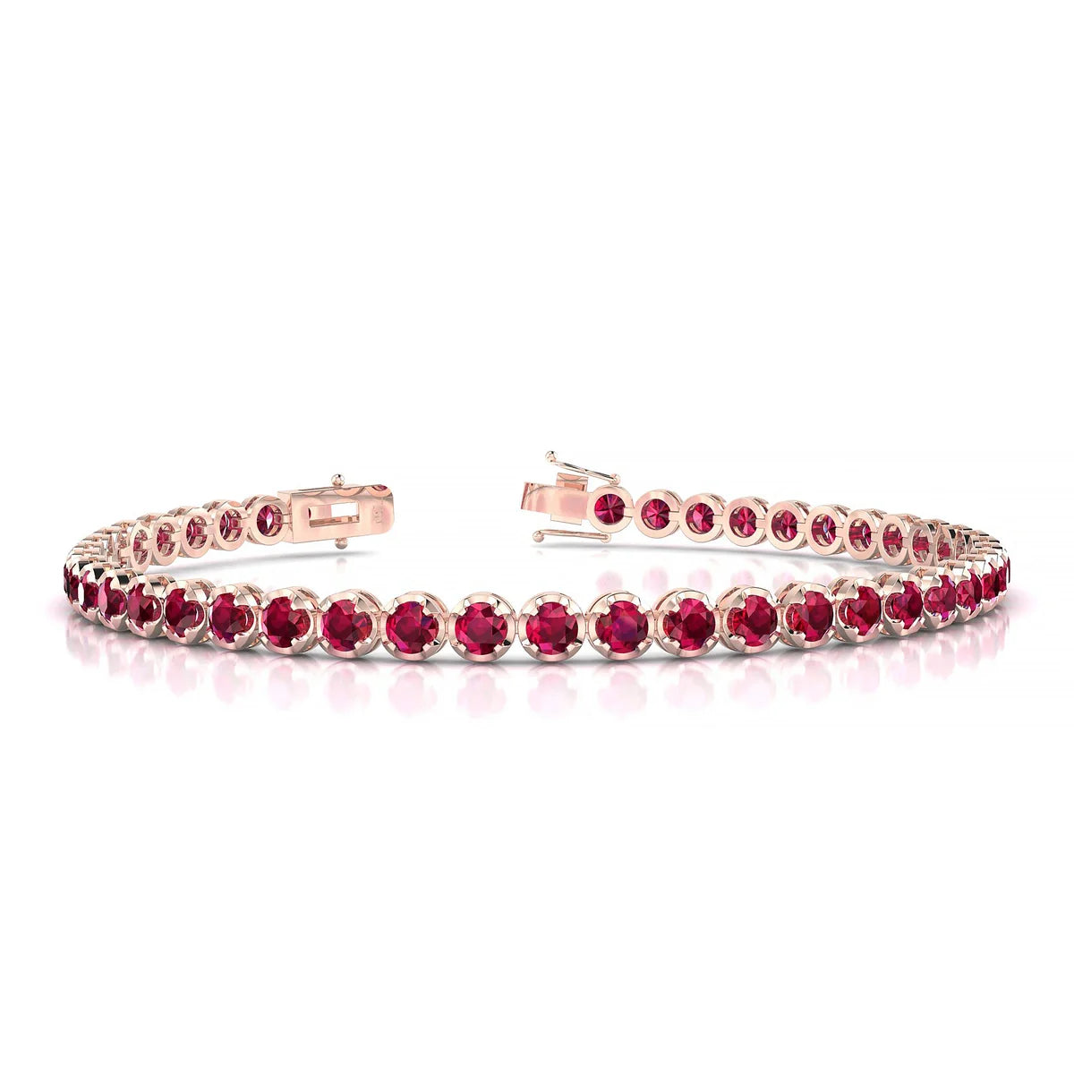 Tiger | 18k Rose Gold 3 mm Round Natural Ruby Tennis Bracelet
