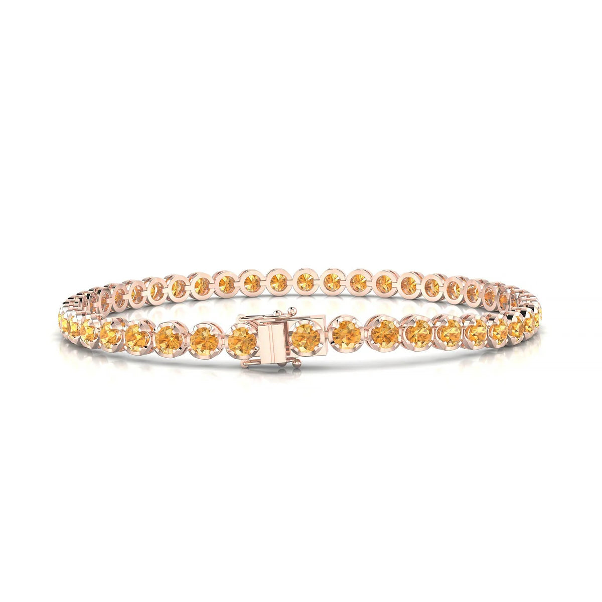 Tiger | 18k Rose Gold 3 mm Round Natural Citrine Tennis Bracelet