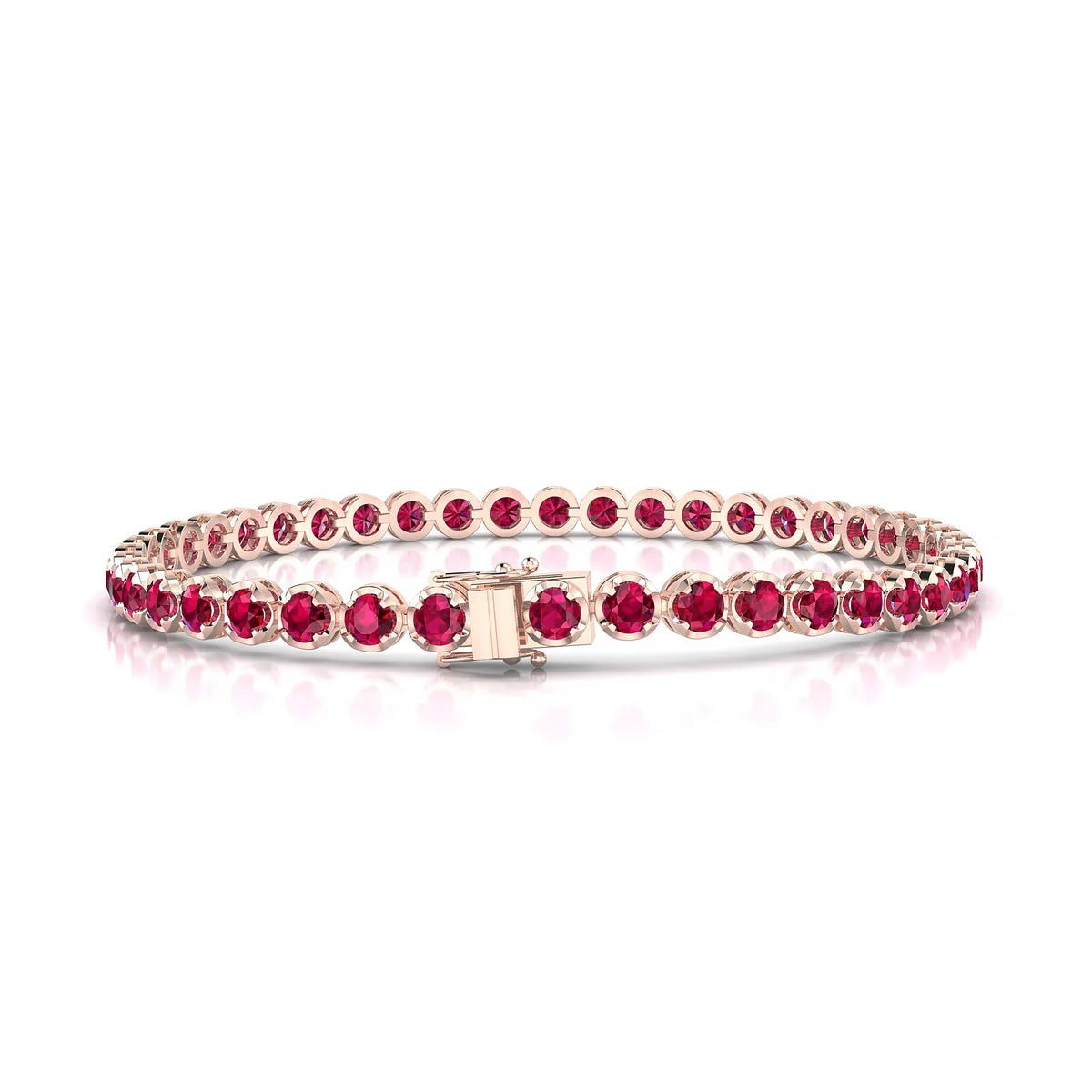 Tiger | 18k Rose Gold 3 mm Round Natural Ruby Tennis Bracelet