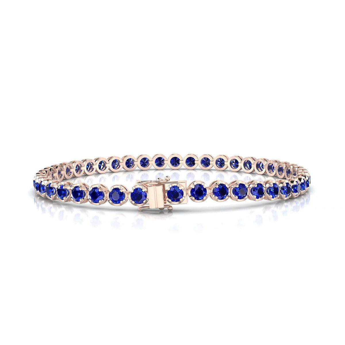 Tiger | 18k Rose Gold 3 mm Round Natural Sapphire Tennis Bracelet