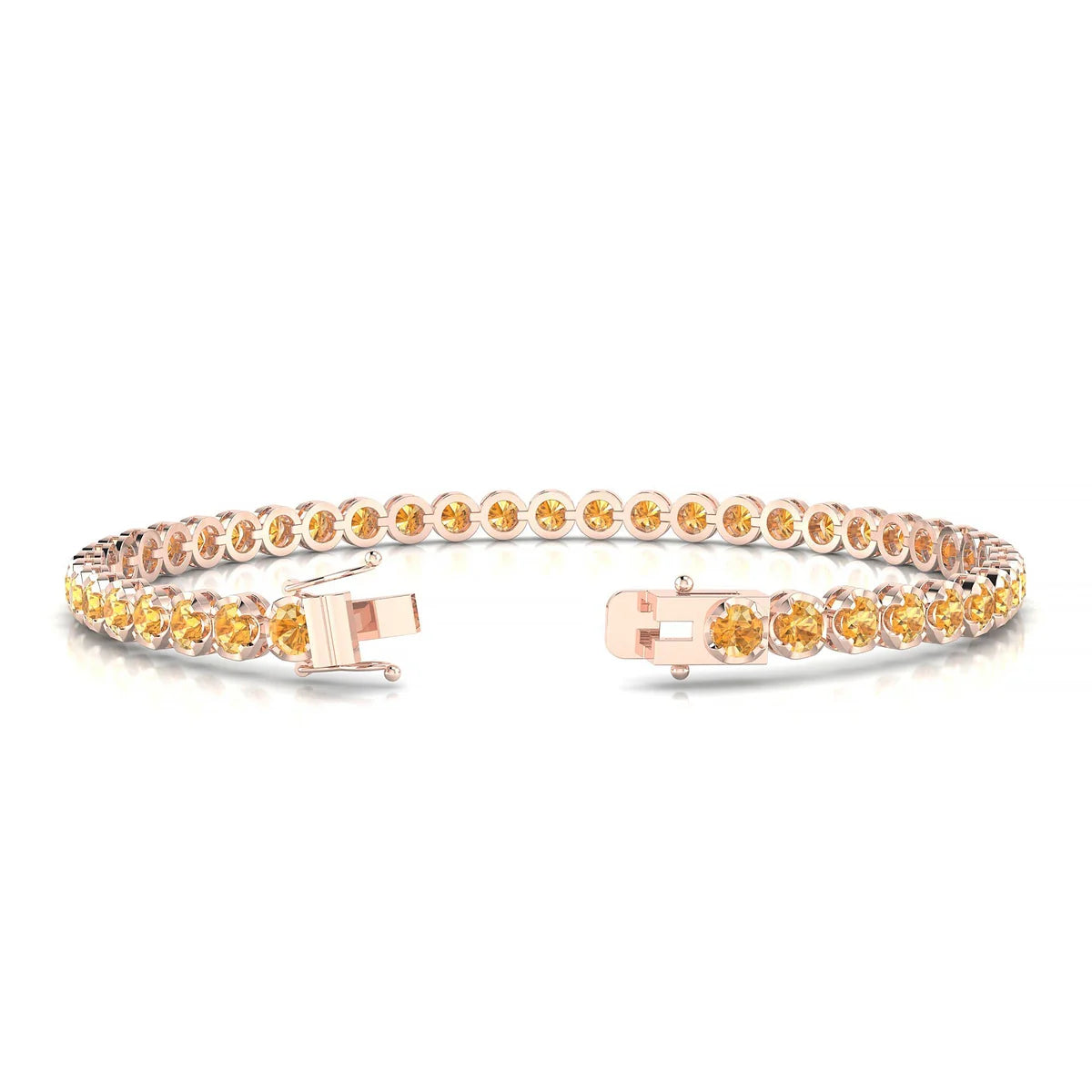 Tiger | 18k Rose Gold 3 mm Round Natural Citrine Tennis Bracelet