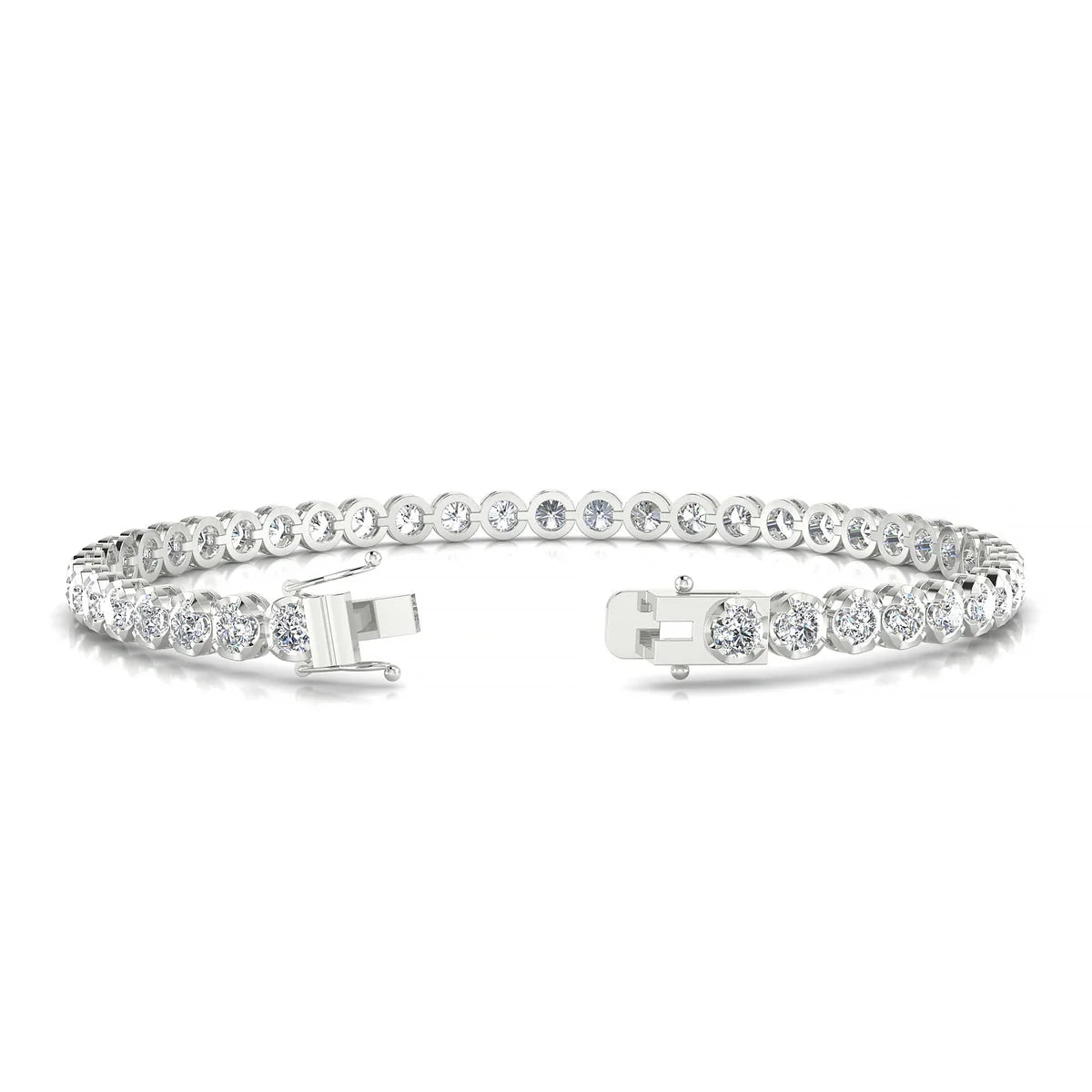 Tiger | 18k White Gold 3 mm Round Natural Diamond Tennis Bracelet