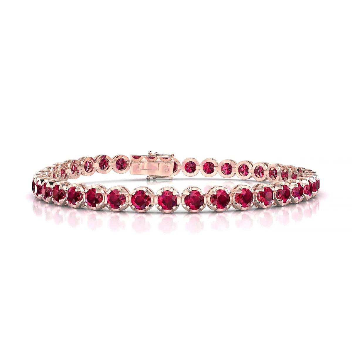 Tiger | 18k Rose Gold 3.4 mm Round Natural Ruby Tennis Bracelet