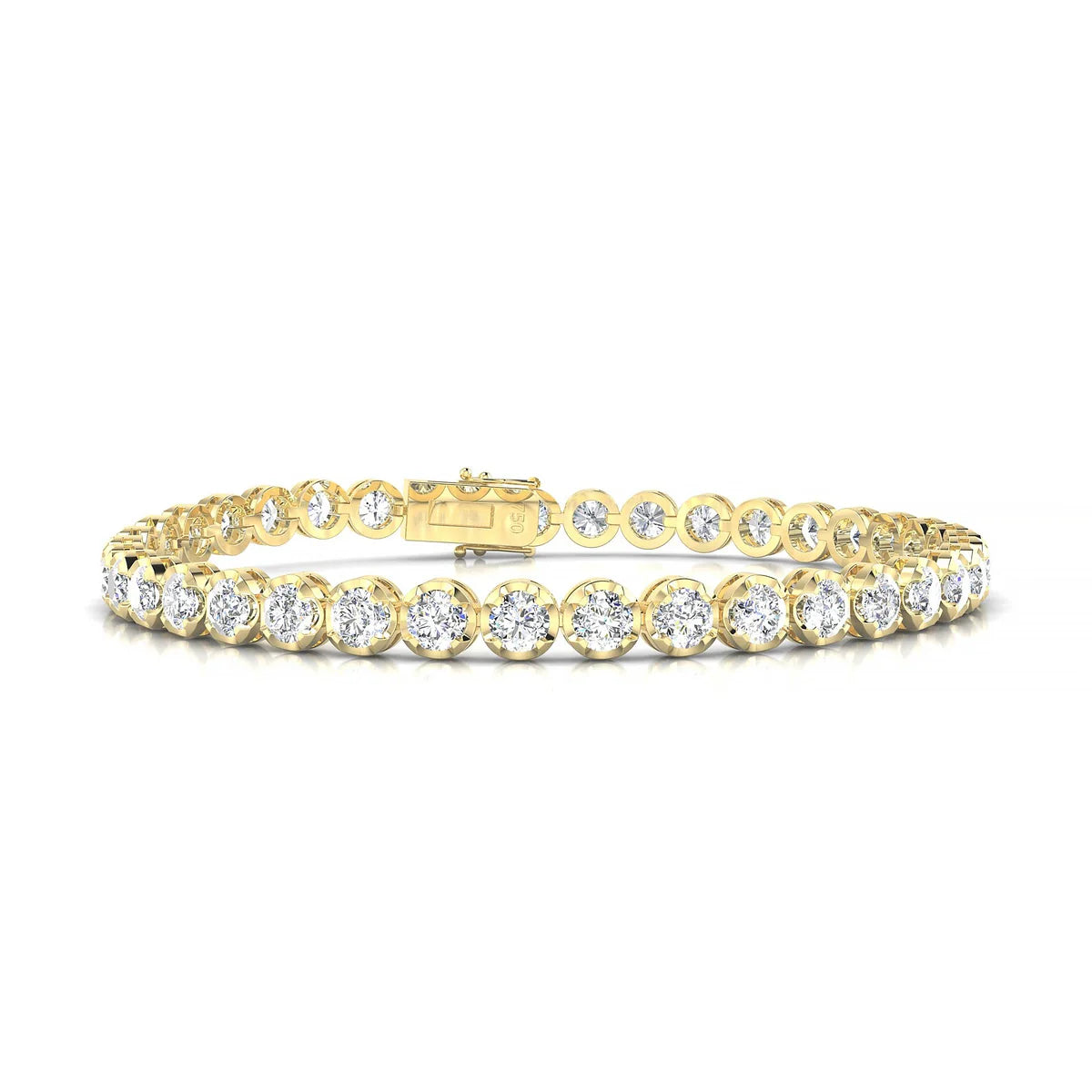 Tiger | 18k Yellow Gold 3.4 mm Round Natural Diamond Tennis Bracelet