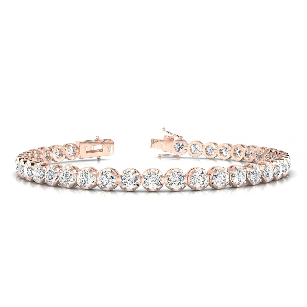 Tiger | 18k Rose Gold 3.4 mm Round Natural Diamond Tennis Bracelet
