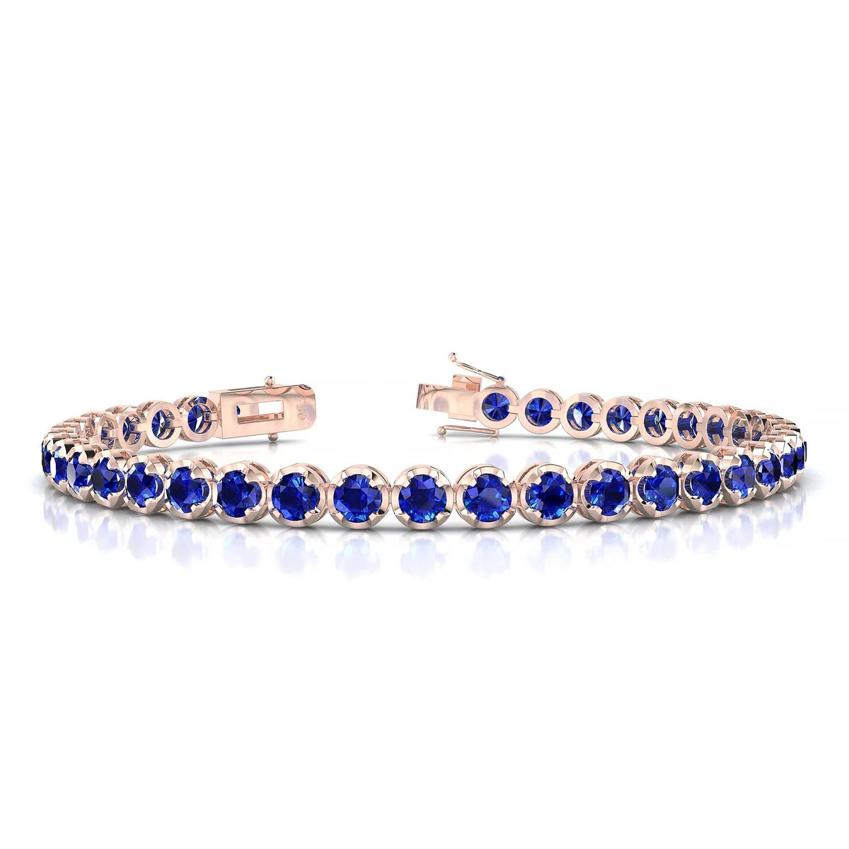 Tiger | 18k Rose Gold 3.4 mm Round Natural Sapphire Tennis Bracelet