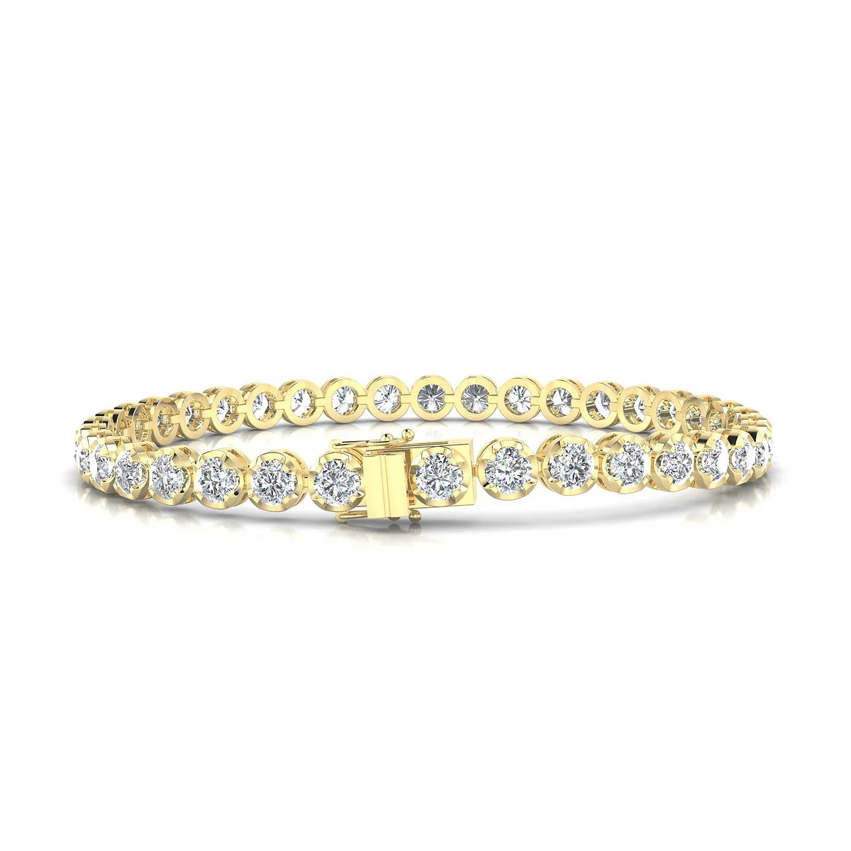 Tiger | 18k Yellow Gold 3.4 mm Round Natural Diamond Tennis Bracelet
