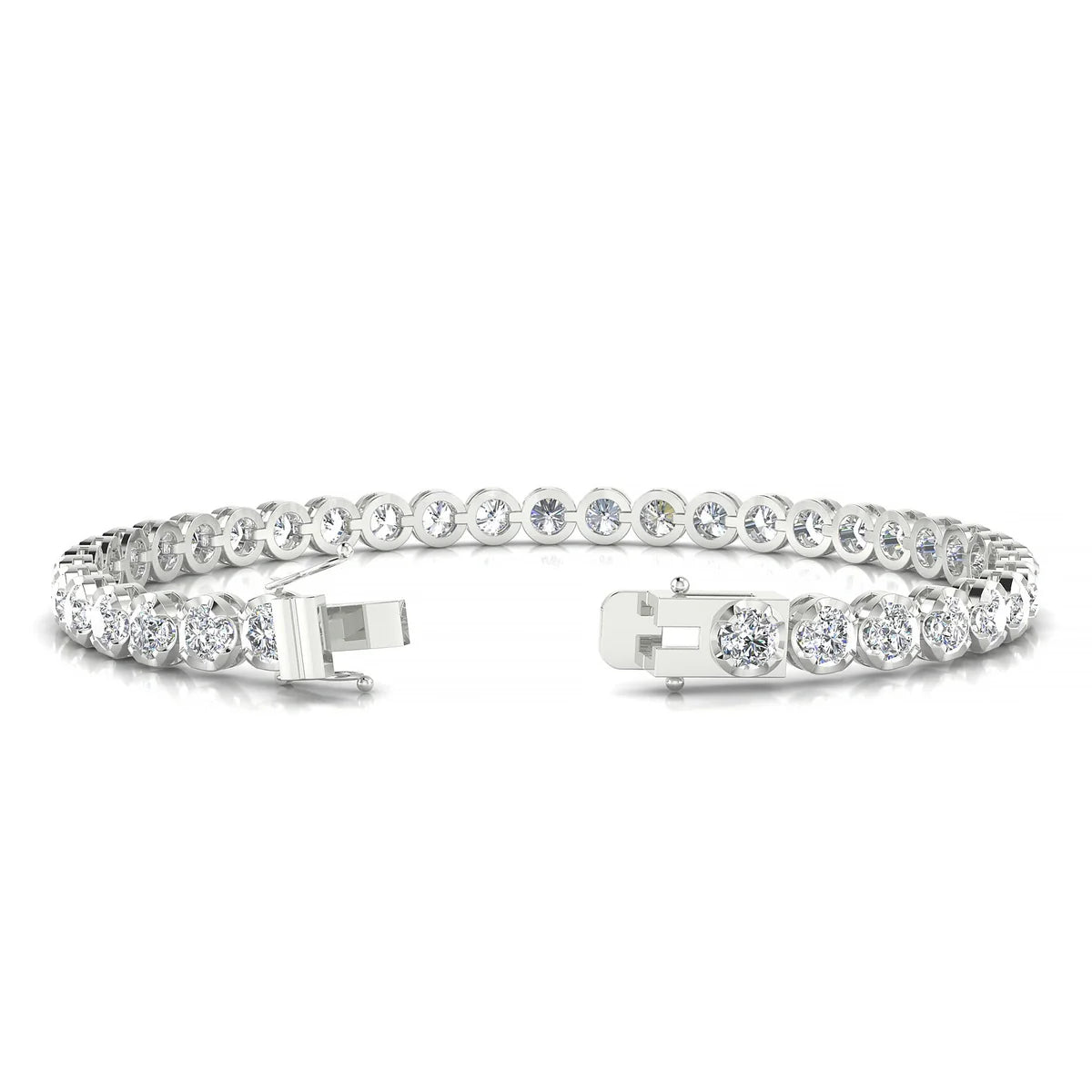 Tiger | 18k White Gold 3.4 mm Round Natural Diamond Tennis Bracelet