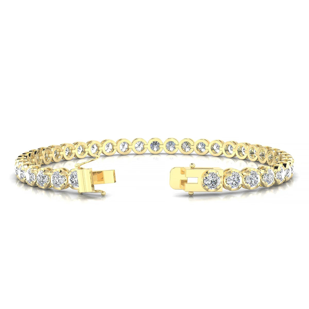 Tiger | 18k Yellow Gold 3.4 mm Round Natural Diamond Tennis Bracelet