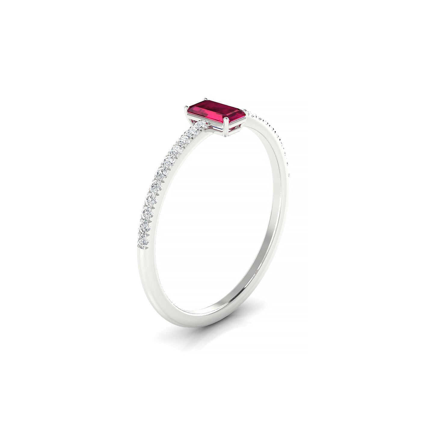Timeless | 18k White Gold 5 x 3 mm Emerald Ruby Ring