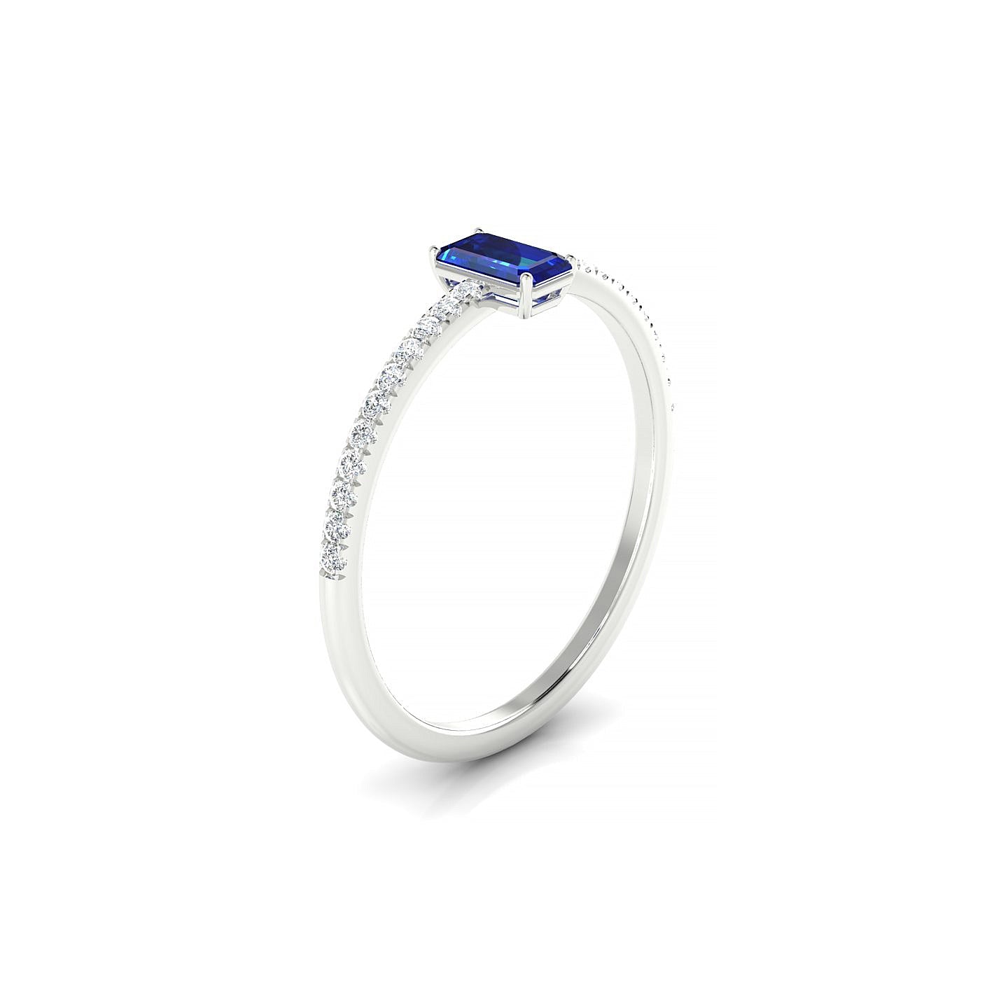 Timeless | 18k White Gold 5 x 3 mm Emerald Sapphire Ring