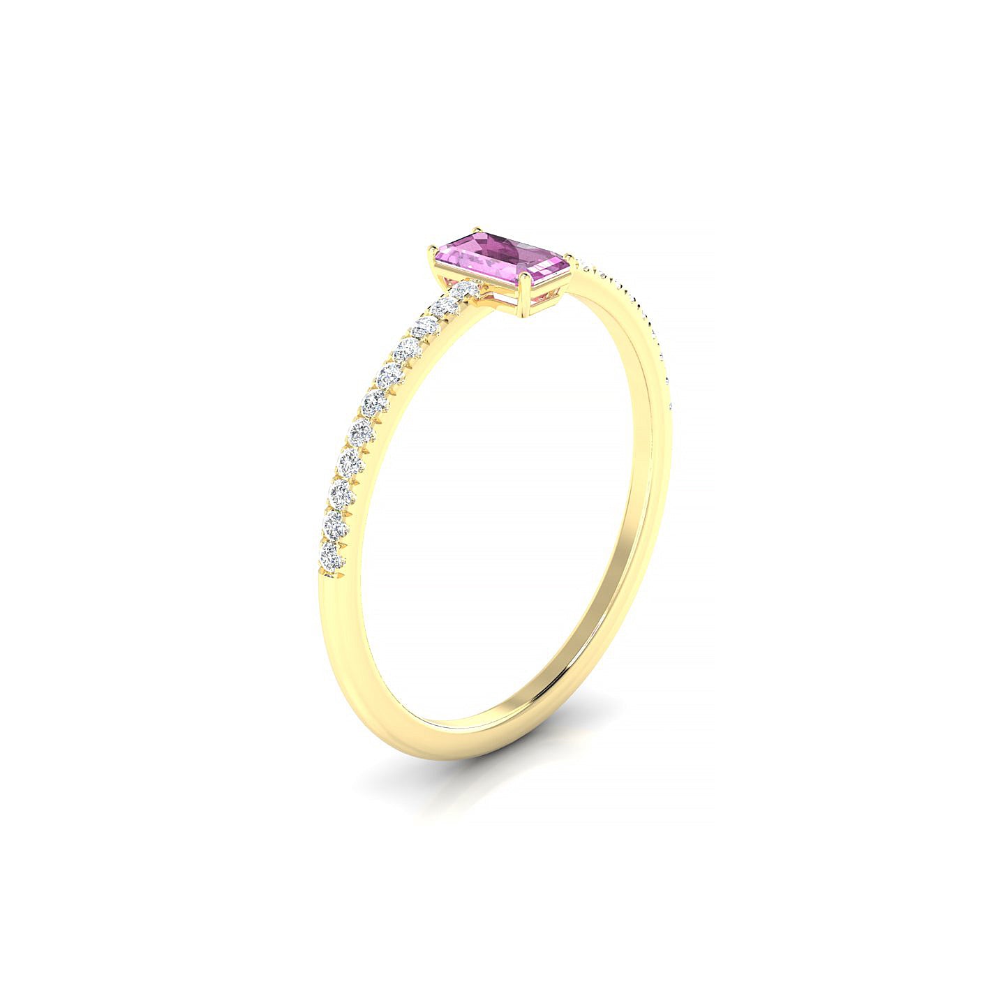 Timeless | 18k Yellow Gold 5 x 3 mm Emerald Pink Sapphire Ring