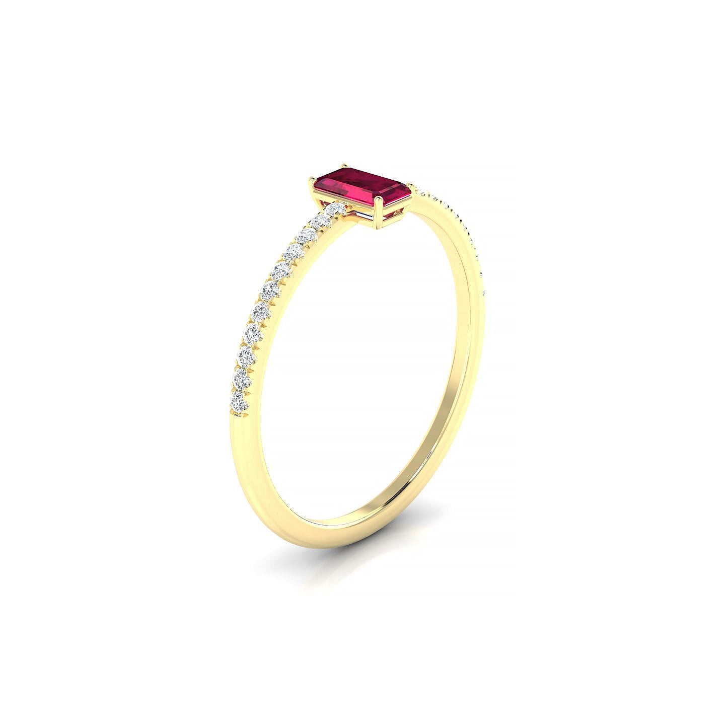Timeless | 18k Yellow Gold 5 x 3 mm Emerald Ruby Ring