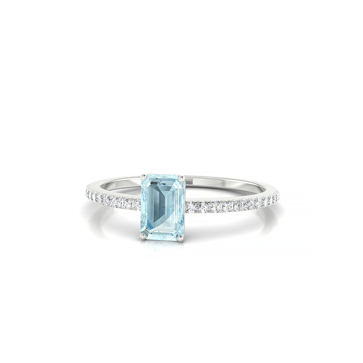 Timeless | 18k White Gold 6 x 4 mm Emerald Aquamarine Ring