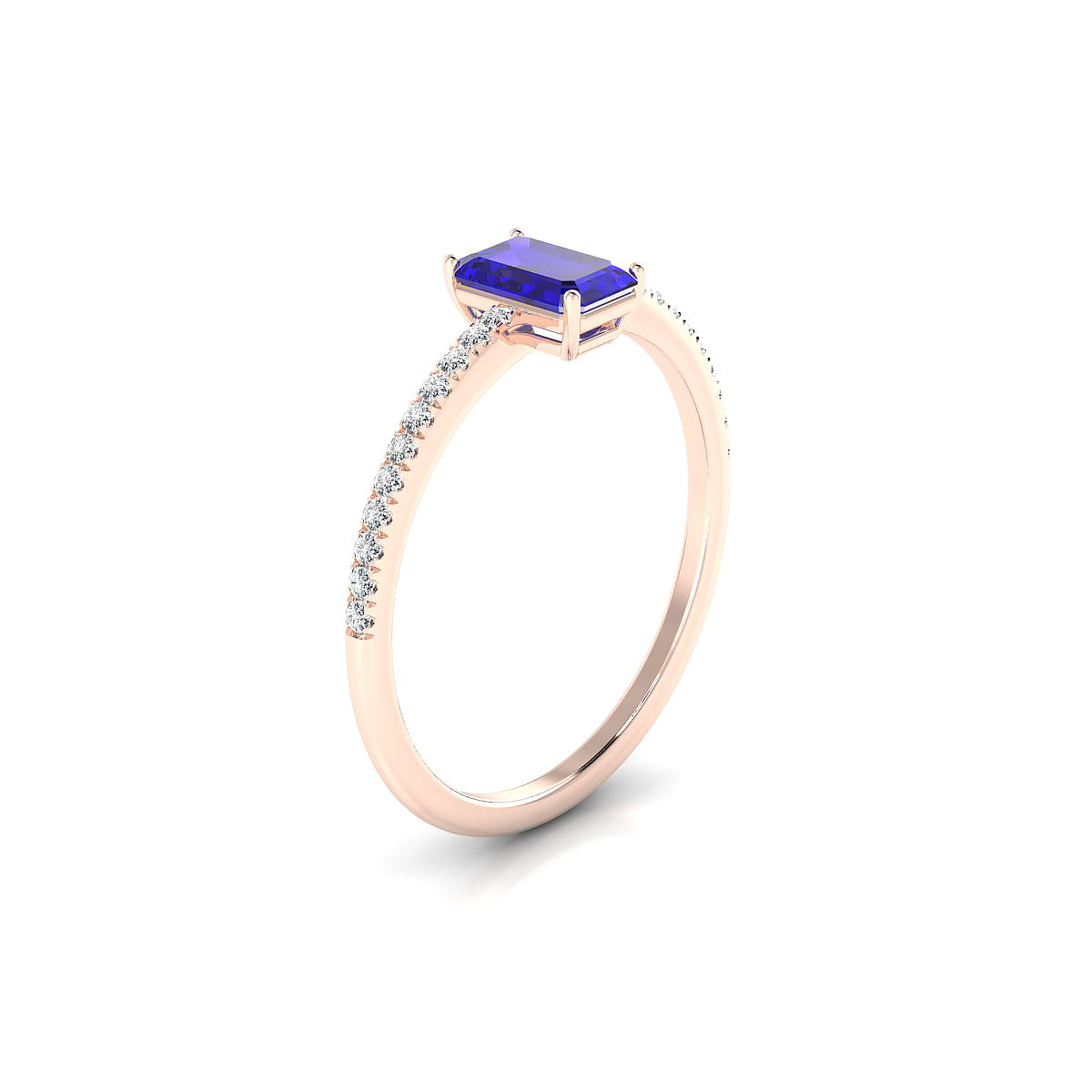 Timeless | 18k Rose Gold 6 x 4 mm Emerald Tanzanite Ring