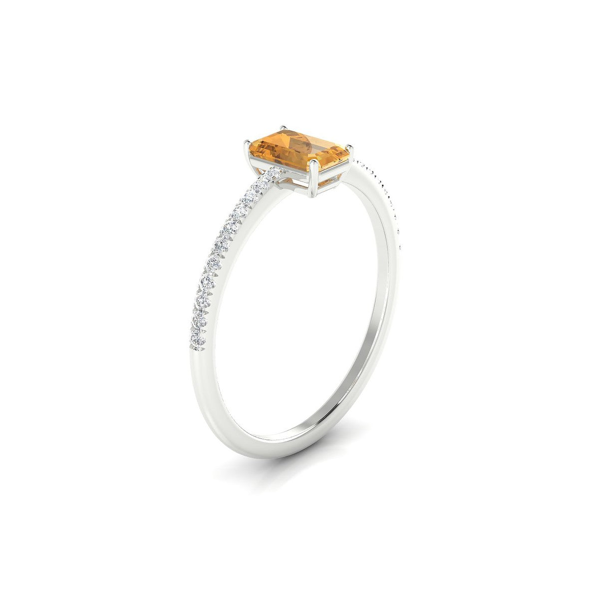 Timeless | 18k White Gold 6 x 4 mm Emerald Citrine Ring