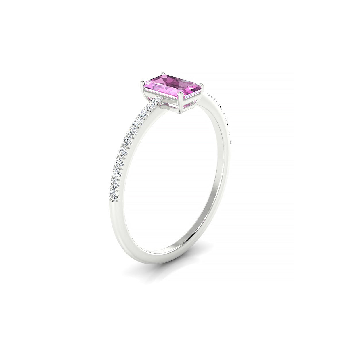 Timeless | 18k White Gold 6 x 4 mm Emerald Pink Sapphire Ring