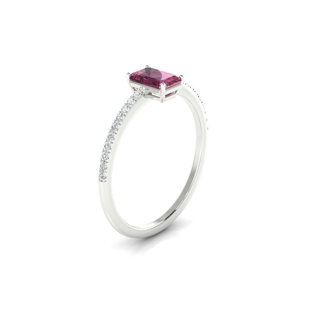 Timeless | 18k White Gold 6 x 4 mm Emerald Rhodolite Ring