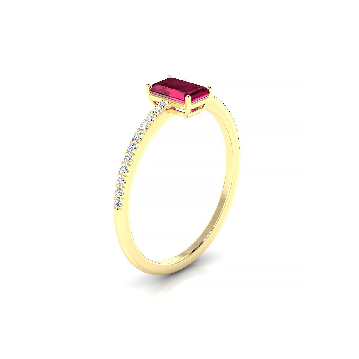 Timeless | 18k Yellow Gold 6 x 4 mm Emerald Ruby Ring