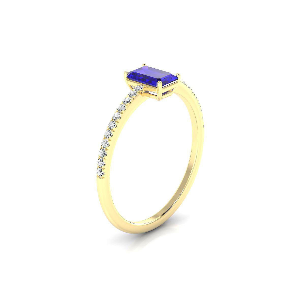 Timeless | 18k Yellow Gold 6 x 4 mm Emerald Tanzanite Ring