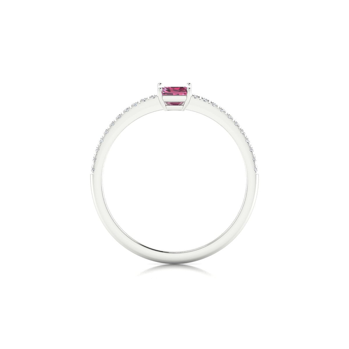 Timeless | 18k White Gold 6 x 4 mm Emerald Rhodolite Ring
