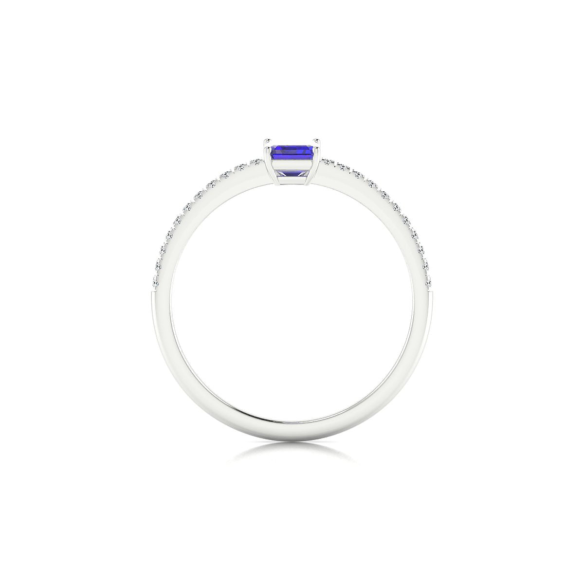 Timeless | 18k White Gold 6 x 4 mm Emerald Tanzanite Ring
