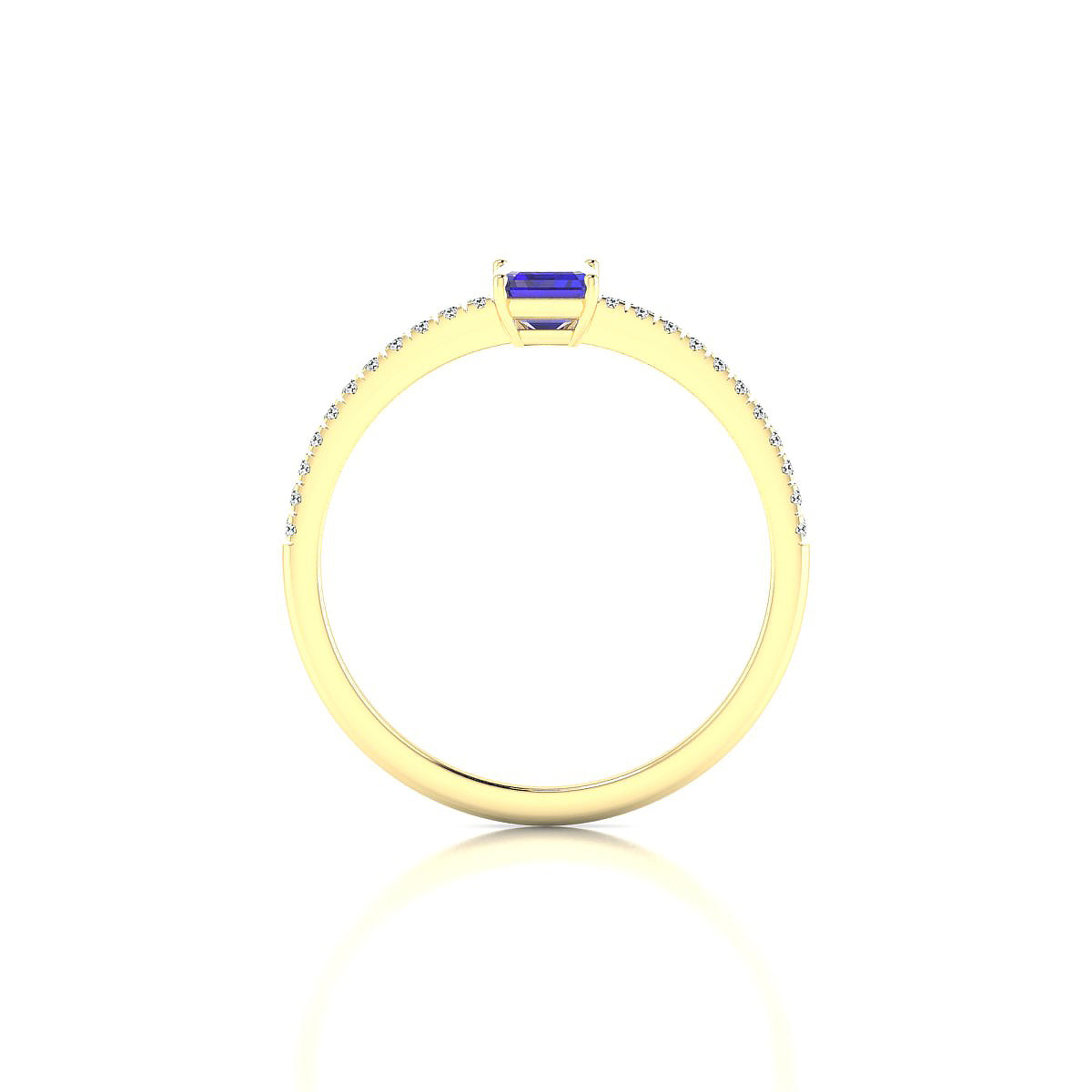 Timeless | 18k Yellow Gold 6 x 4 mm Emerald Tanzanite Ring