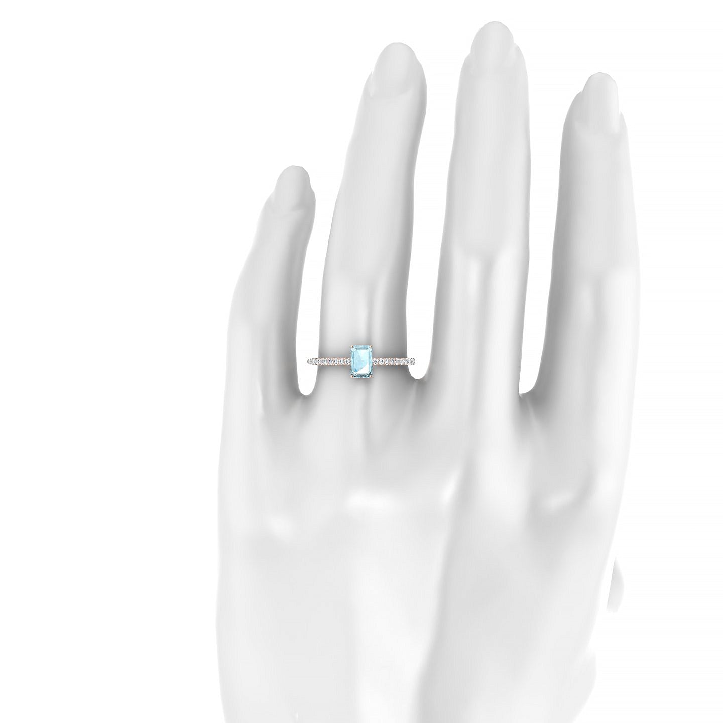 Timeless | 18k Rose Gold 6 x 4 mm Emerald Aquamarine Ring