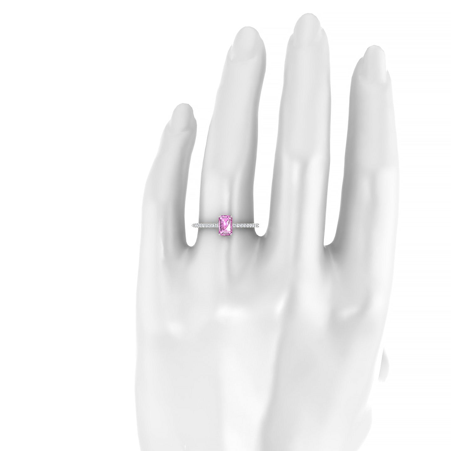 Timeless | 18k White Gold 6 x 4 mm Emerald Pink Sapphire Ring
