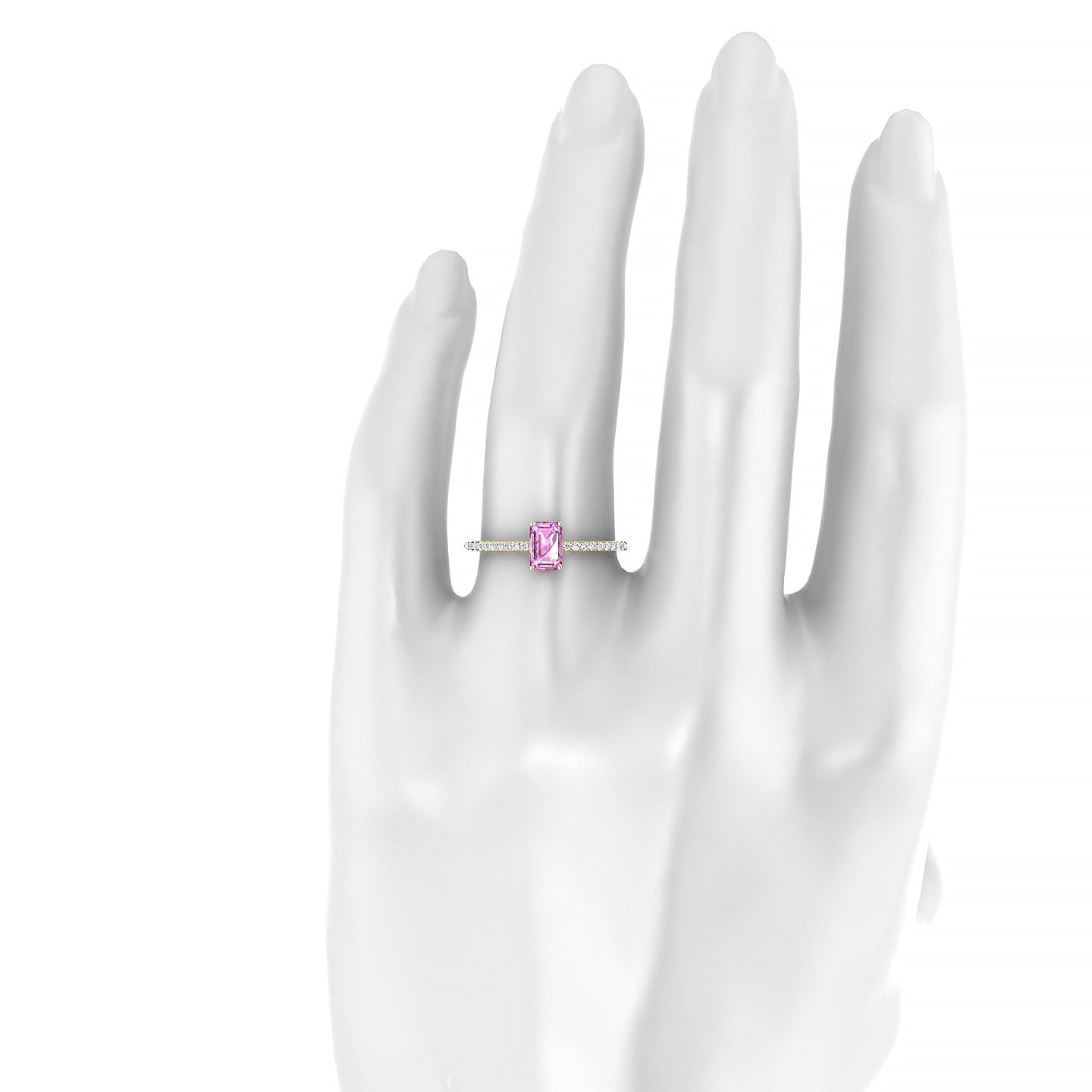 Timeless | 18k Yellow Gold 6 x 4 mm Emerald Pink Sapphire Ring