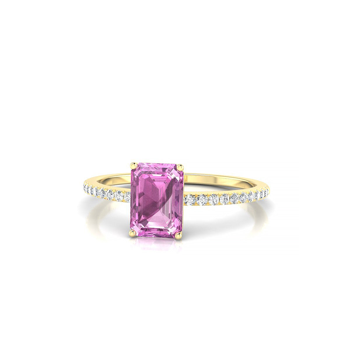 Timeless | 18k Yellow Gold 7 x 5 mm Emerald Pink Sapphire Ring