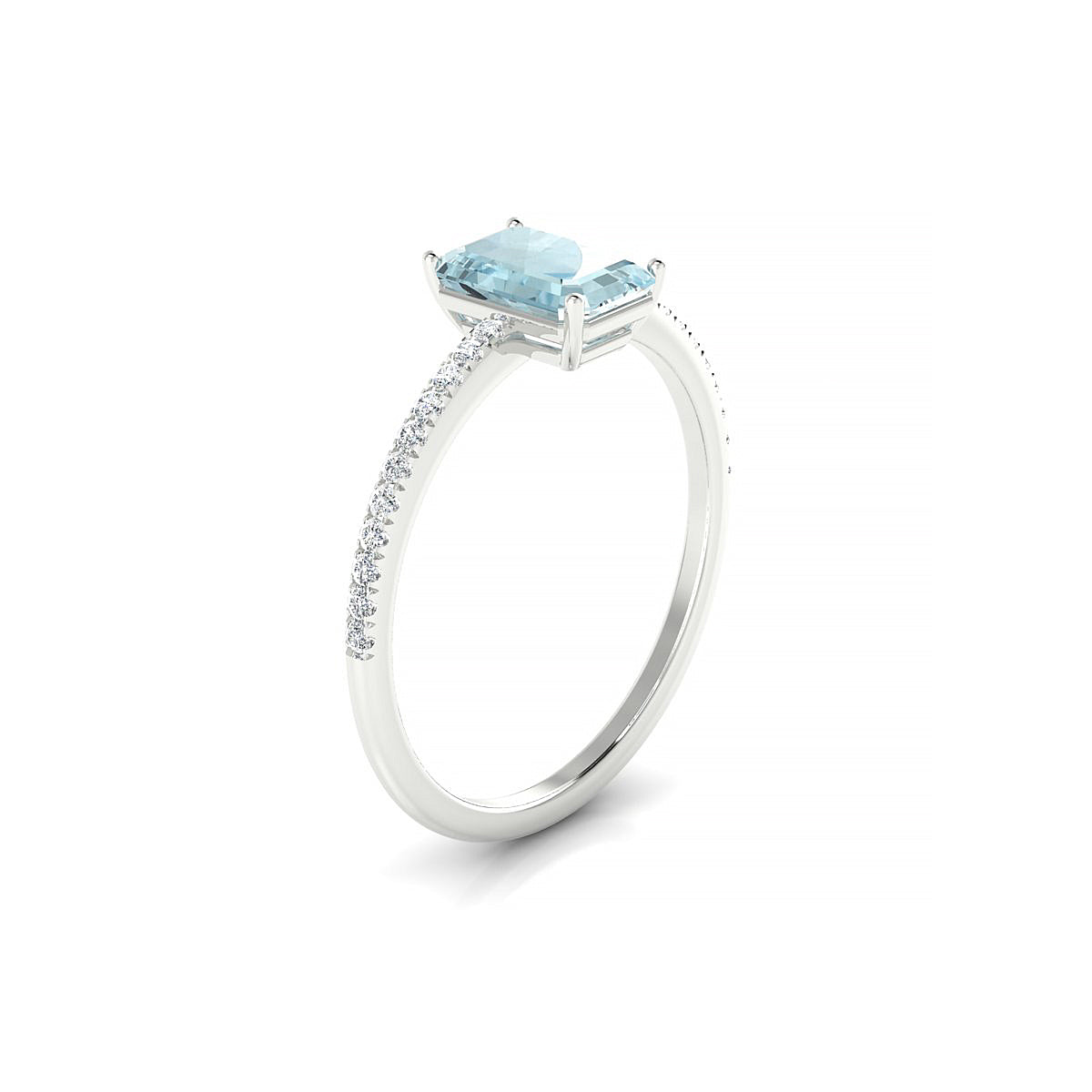 Timeless | 18k White Gold 7 x 5 mm Emerald Aquamarine Ring