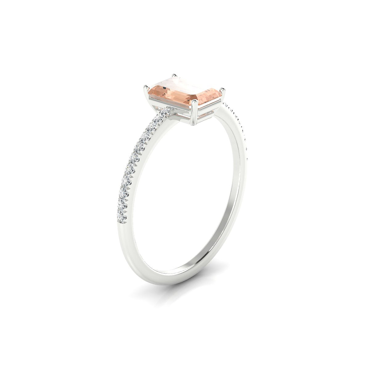 Timeless | 18k White Gold 7 x 5 mm Emerald Morganite Ring